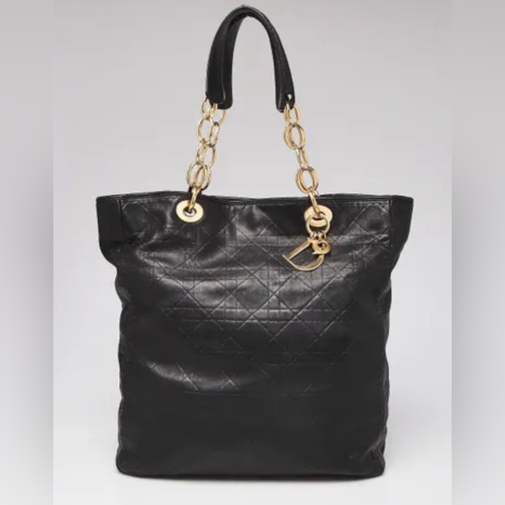 Christian Dior large lady soft lamb skin shopping tote